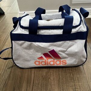 Adidas Gray Duffel Bag with Blue Trim